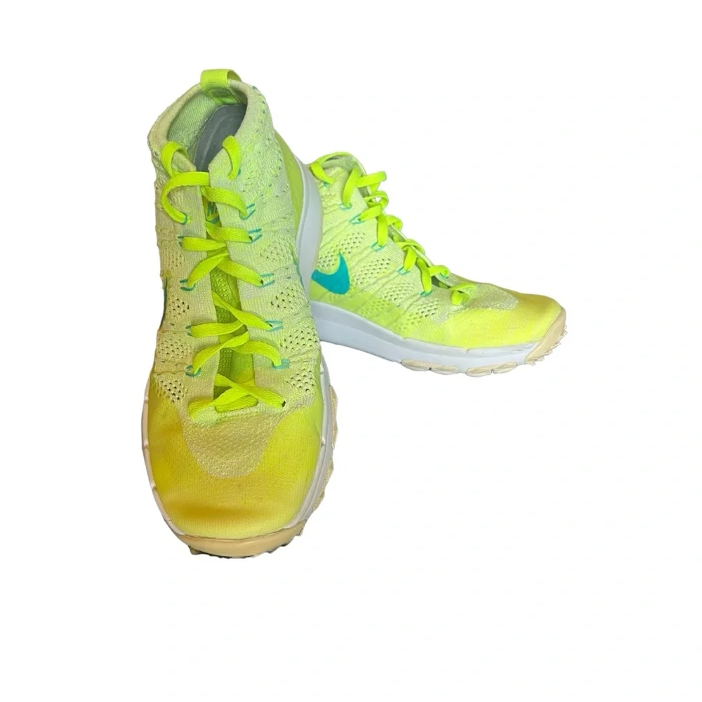 Nike Flyknit Chukka Spikeless Golf Shoes Volt Blue 819006-700 Womens Sz 9‎